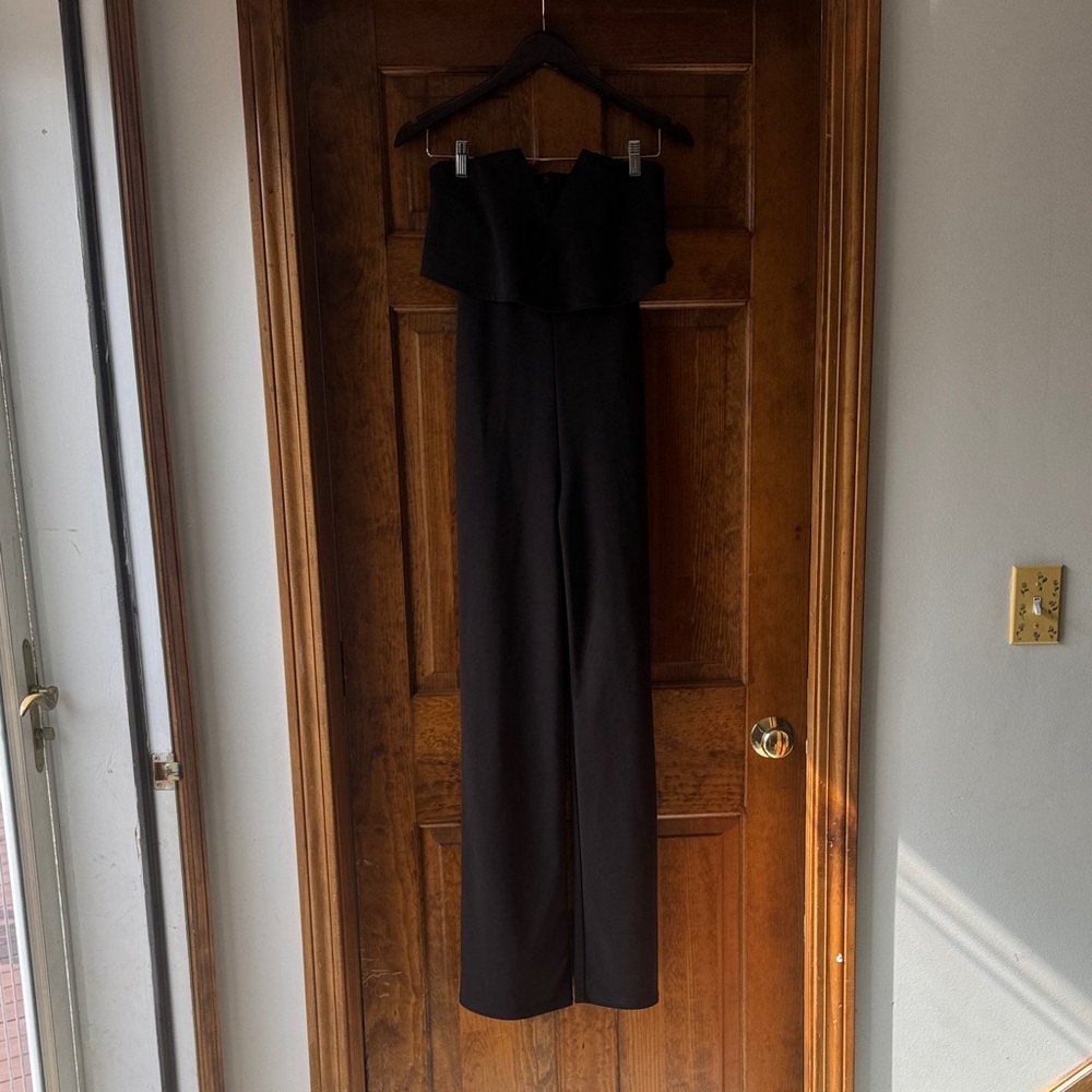 Lulu's Classic Black Strapless Jumpsuit